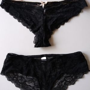 Set Of Two Pairs Womens Black Lace Panties Underwear Lingerie Small 4 6 NWOT
